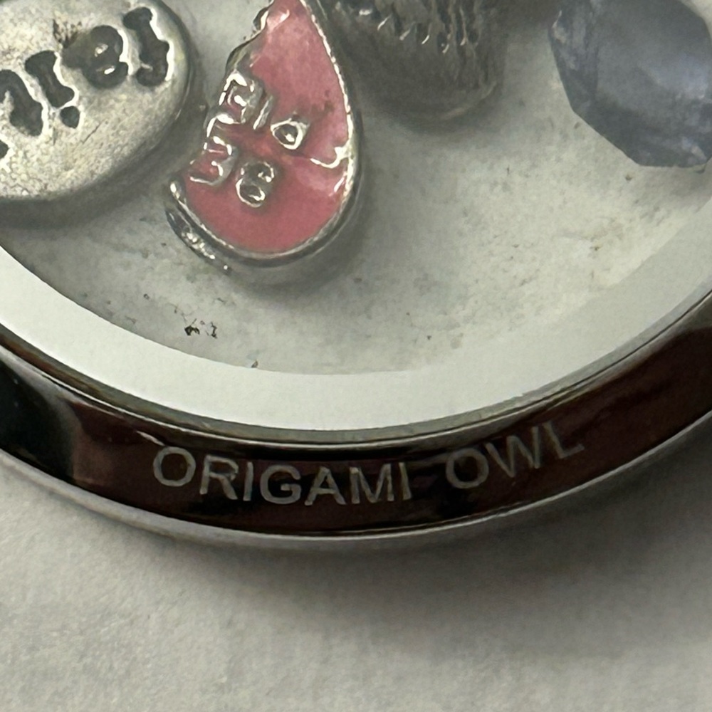 Origami Owl Silver Floating Locket Pendant with Charms - Picture 7 of 9